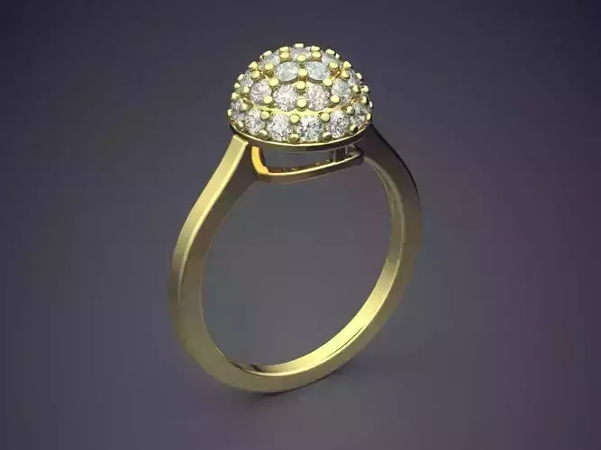 Classic Golden Engagement Ring With Diamonds