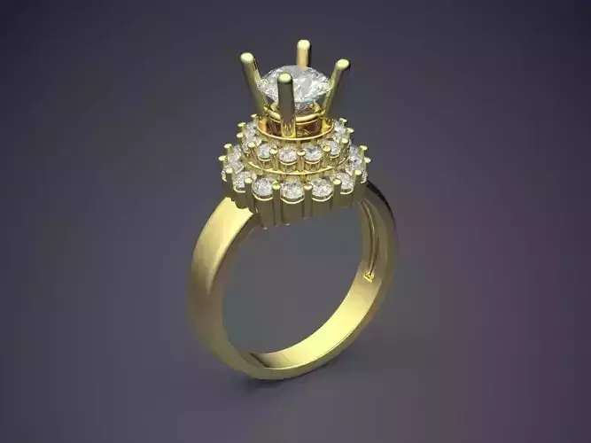 Luxurious Classic Engagement Ring with Diamonds
