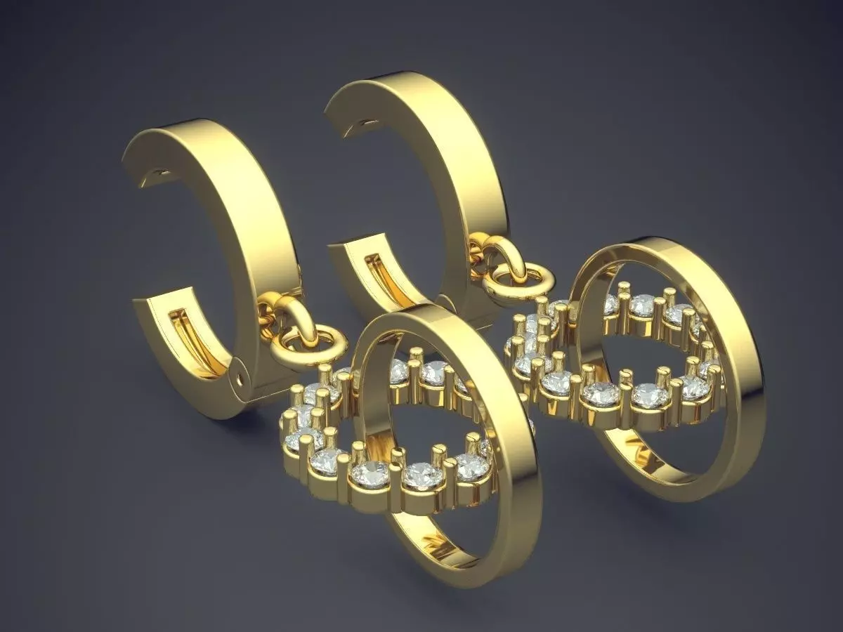 Clipping Earrings With Two Intertwined Circles CAD 600 3D print model