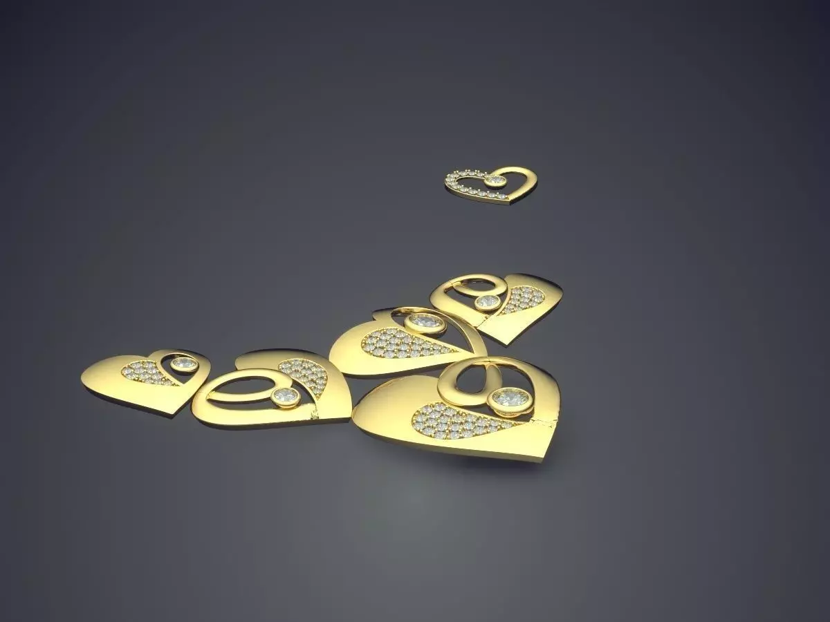 Pretty Girly Heart Pendant with Small Diamonds 3D print model_0