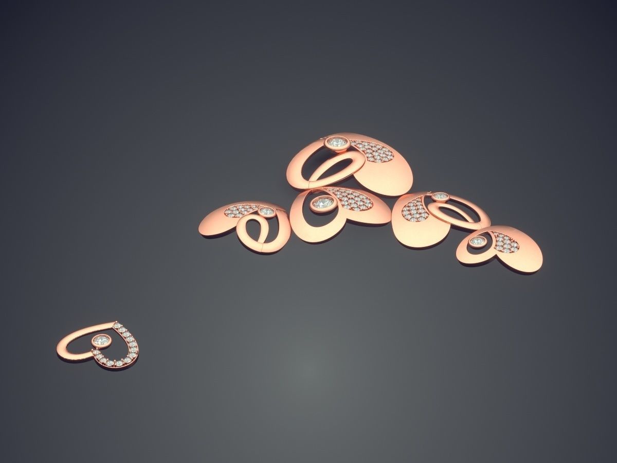 Pretty Girly Heart Pendant with Small Diamonds 3D print model_2