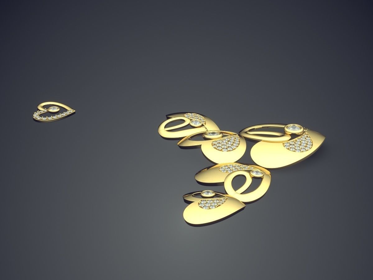 Pretty Girly Heart Pendant with Small Diamonds 3D print model_3