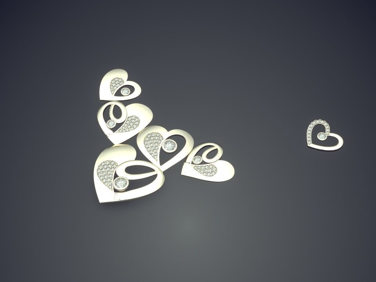 Pretty Girly Heart Pendant with Small Diamonds 3D print model_1