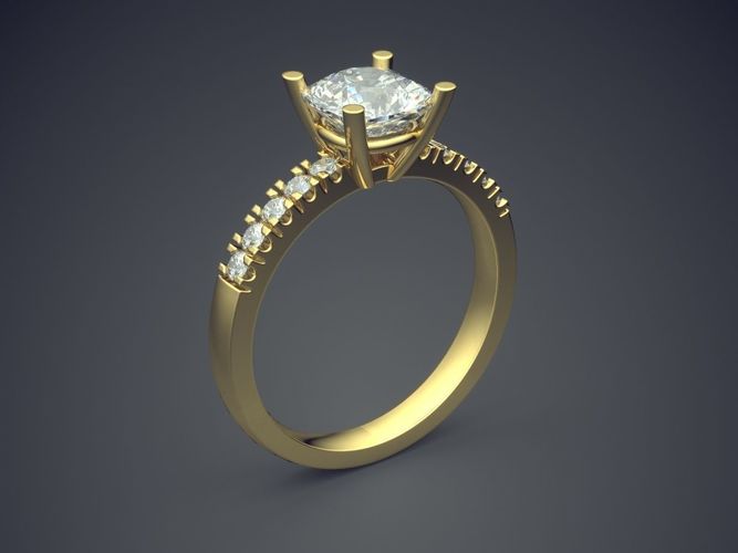 Dainty Every-day Ring with Small Diamonds 3D print model
