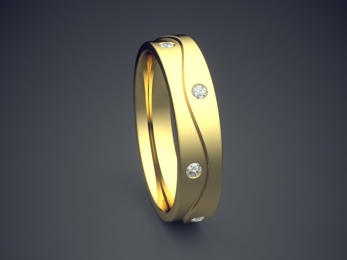 Engagement Ring With Few Diamonds CAD-583 3D print model_3