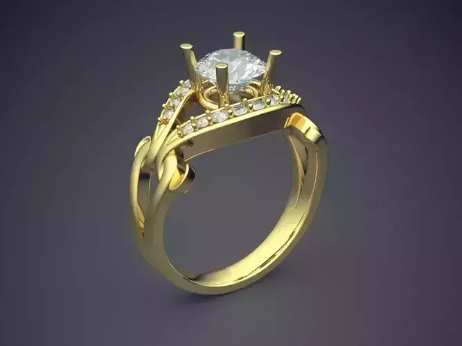 Classic Detailed Engagement Ring With Diamons