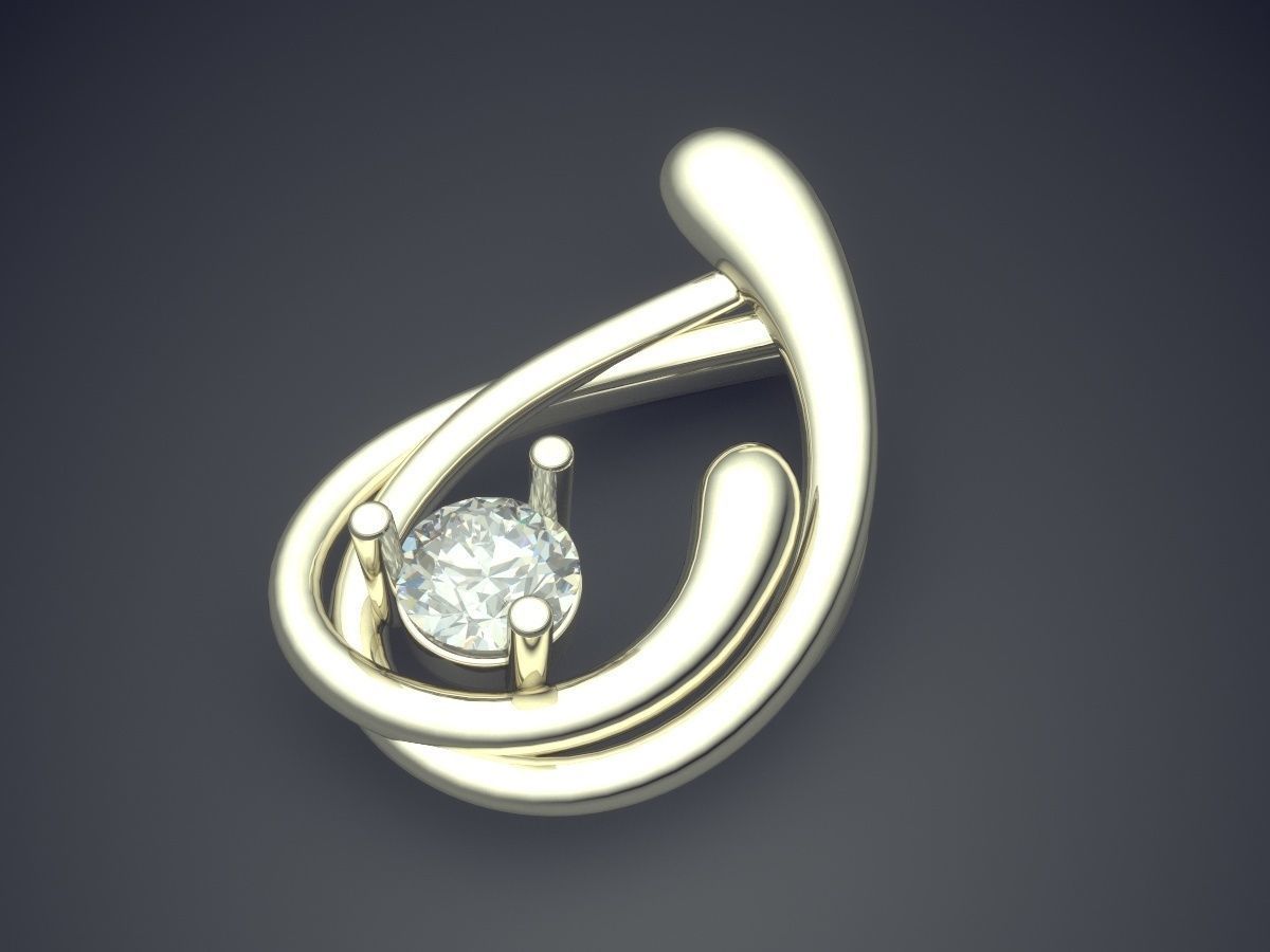 Simple Classic Raindrop-Shaped Pendant With Diamonds 3D print model_1