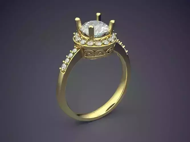 Classic Minimal Engagement Ring With Diamonds