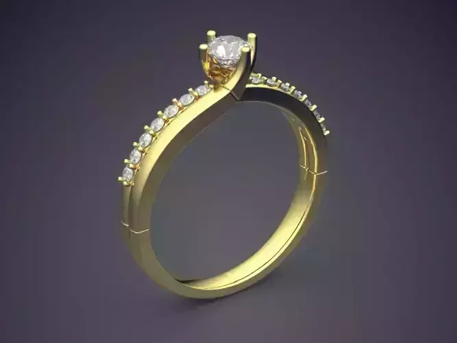 Minimalistic Textured Diamond Ring