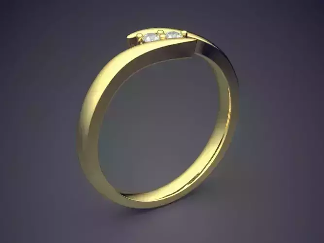 Curved Ring With Few Diamonds CAD-540