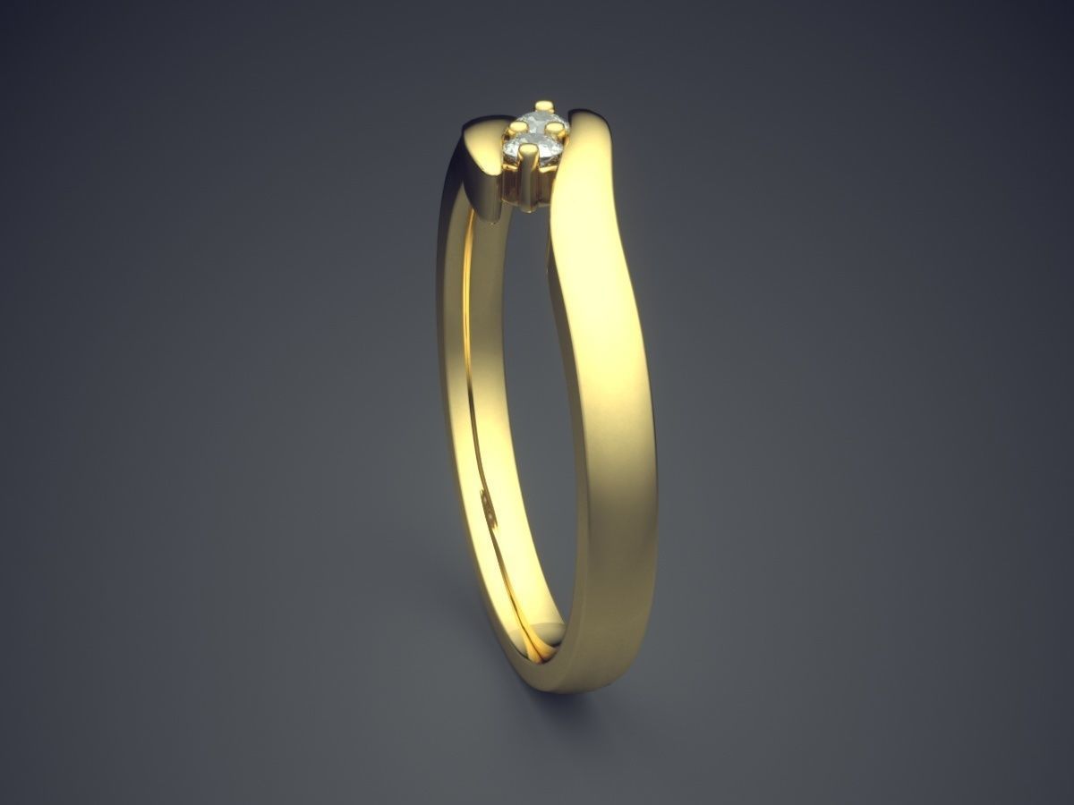 Curved Ring With Few Diamonds CAD-540 3D print model_3