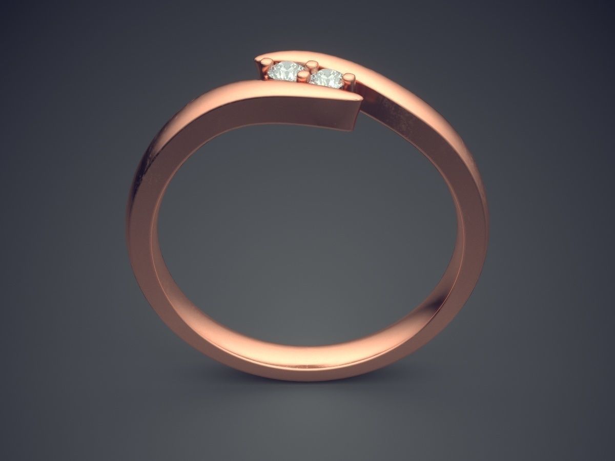 Curved Ring With Few Diamonds CAD-540 3D print model_2