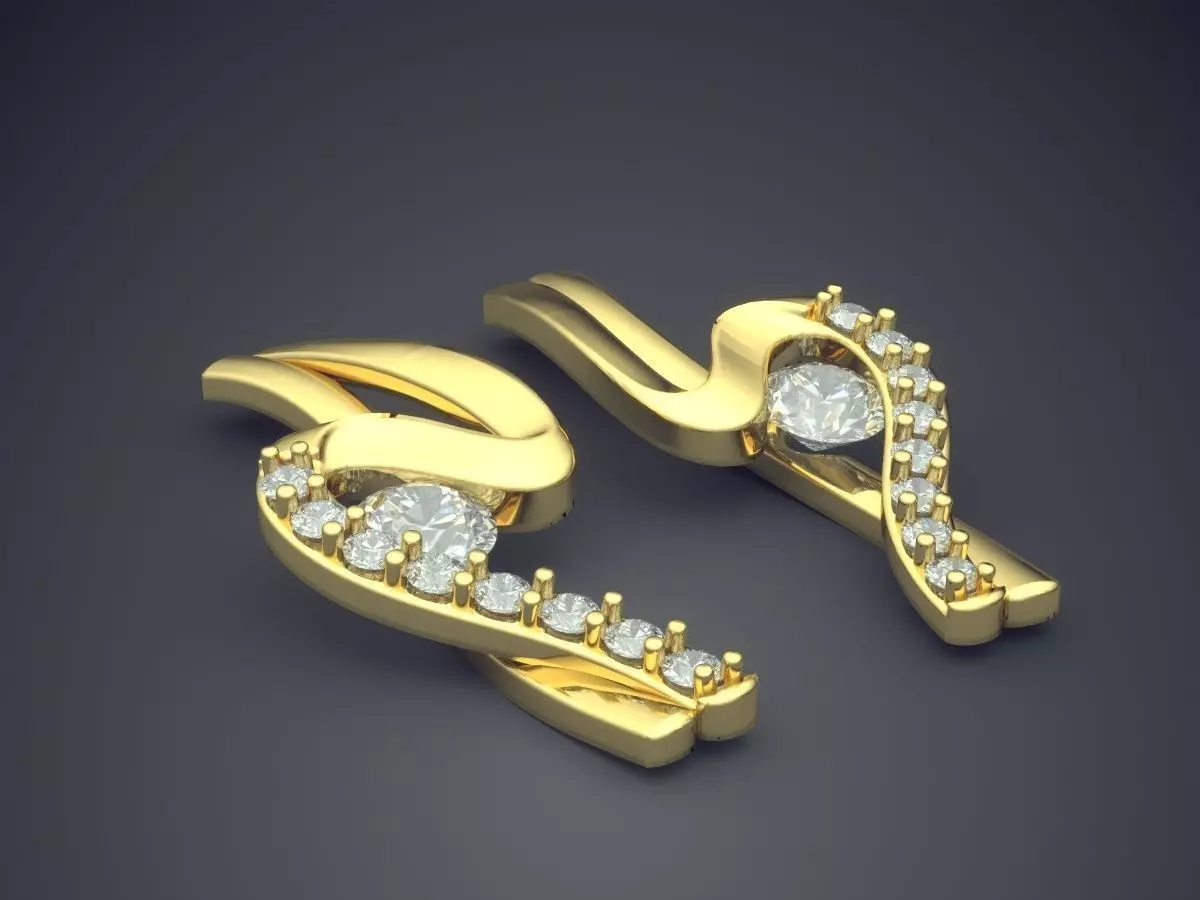 Pretty Detailed Earrings with Texturing and Diamonds 3D print model