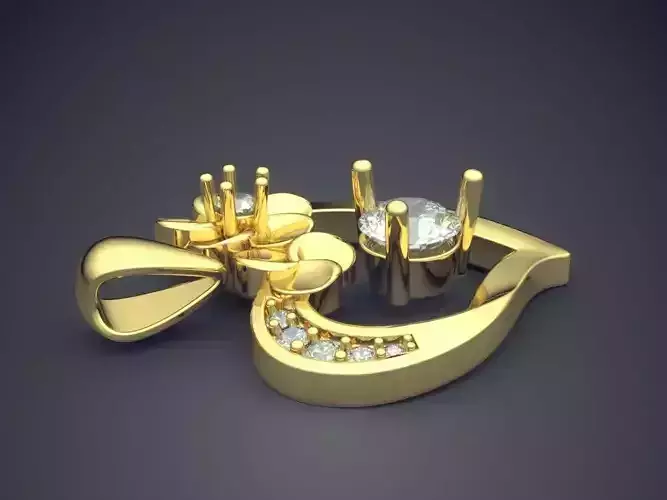 Heart Shape Pendant With Diamonds CAD-532