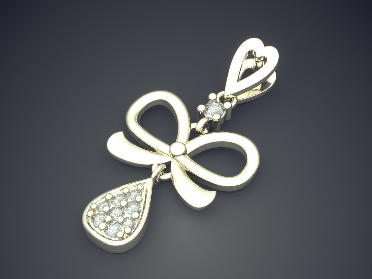 Girly Bow Shape Pendant 3D print model_1