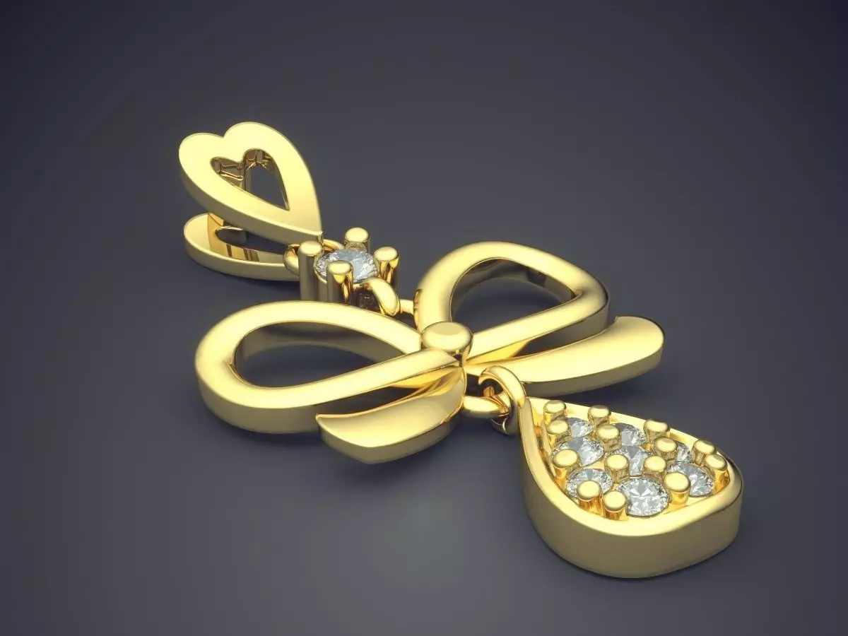 Girly Bow Shape Pendant 3D print model_0