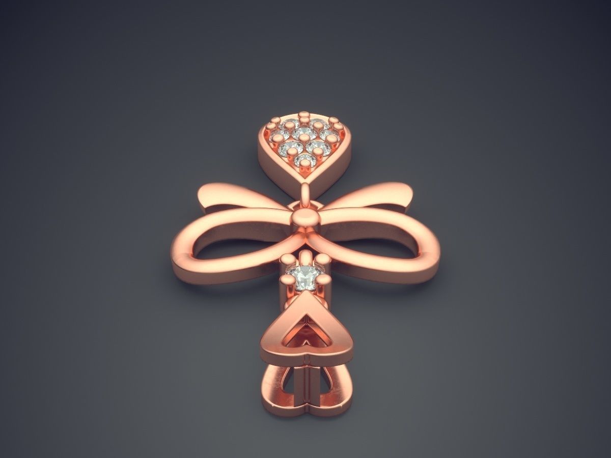 Girly Bow Shape Pendant 3D print model_2