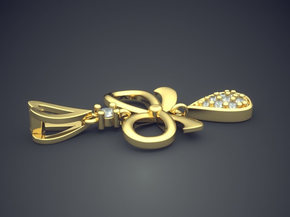 Girly Bow Shape Pendant 3D print model_3