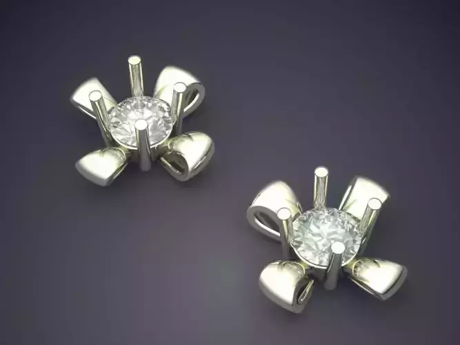 Earrings With Gem CAD-525