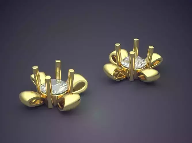 Earrings With Gem CAD-525