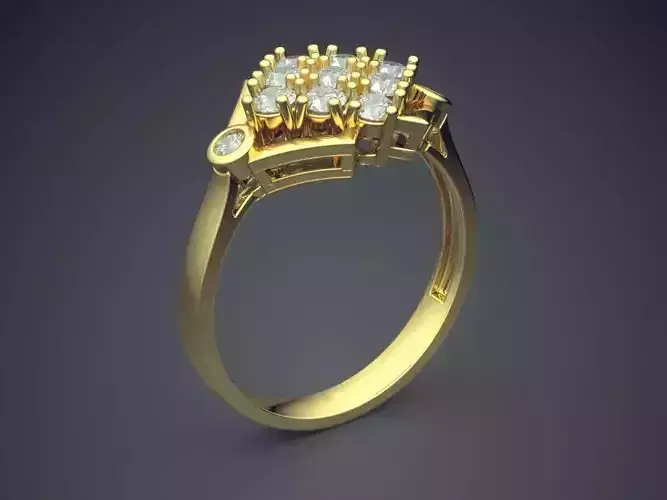 Impressive Engagement Ring With Diamonds 3D print model