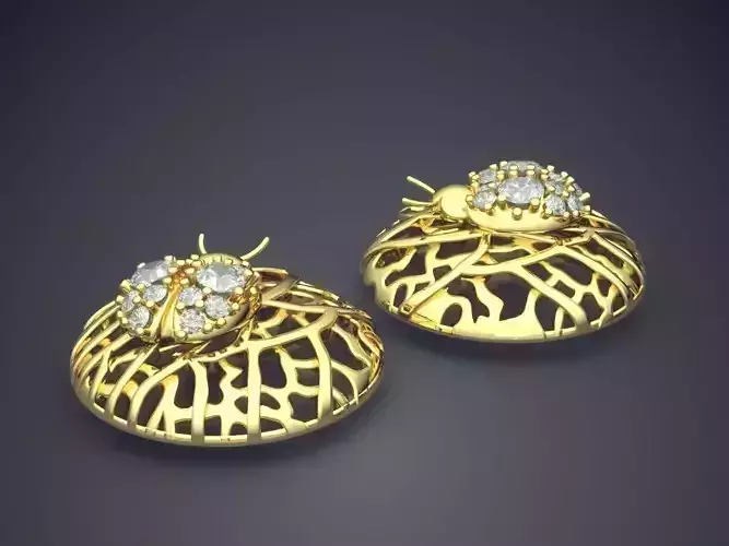Modern Textured and Carved Earrings 3D print model