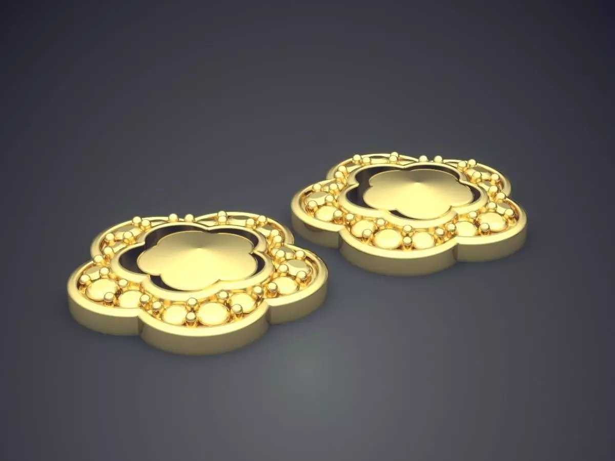 Flower Shaped Girly Diamond Earrings 3D print model