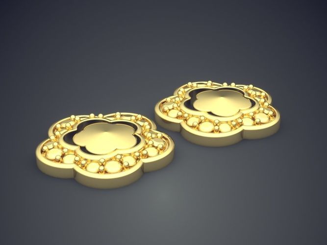 Flower Shaped Girly Diamond Earrings 3D print model