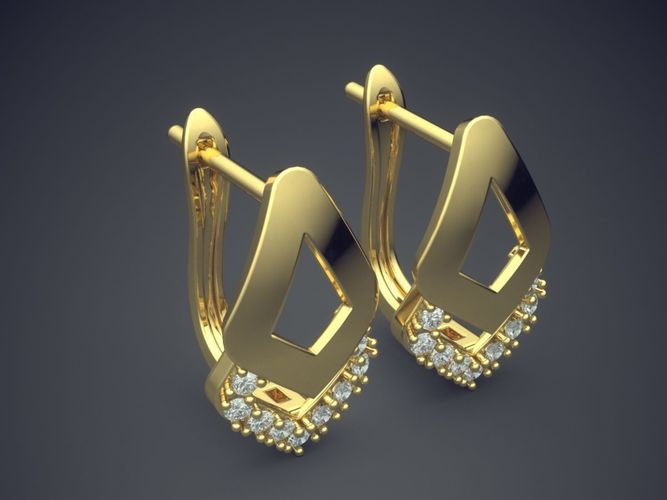 Raindrop-Shaped Diamond Earrings 3D print model