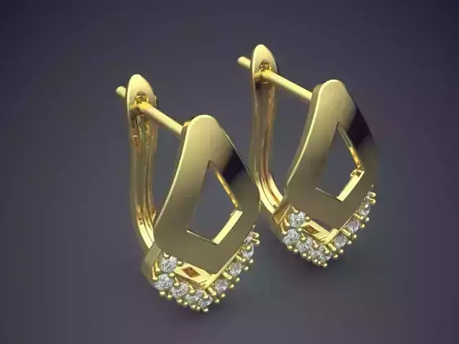 Raindrop-Shaped Diamond Earrings 3D print model