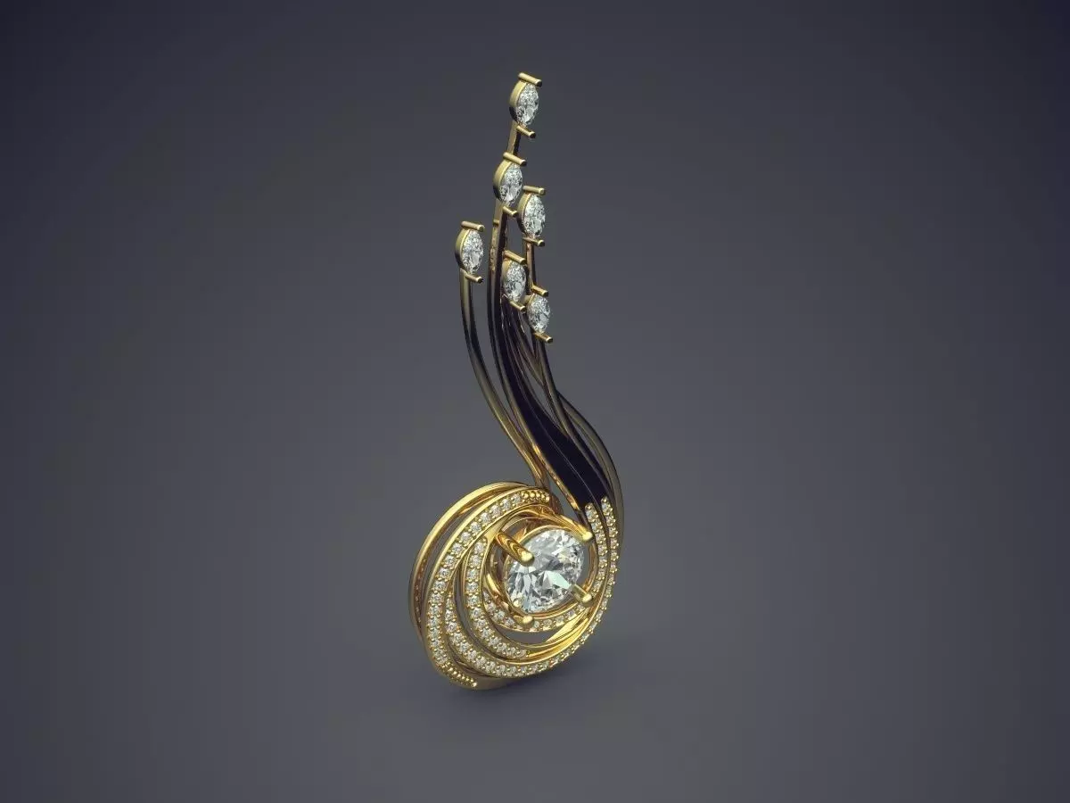 Super Unique Design Flowy Diamond Pendant 3D print model