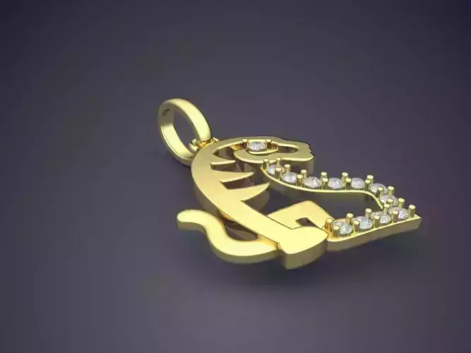 Cat Shape Pendant With Diamonds CAD-491