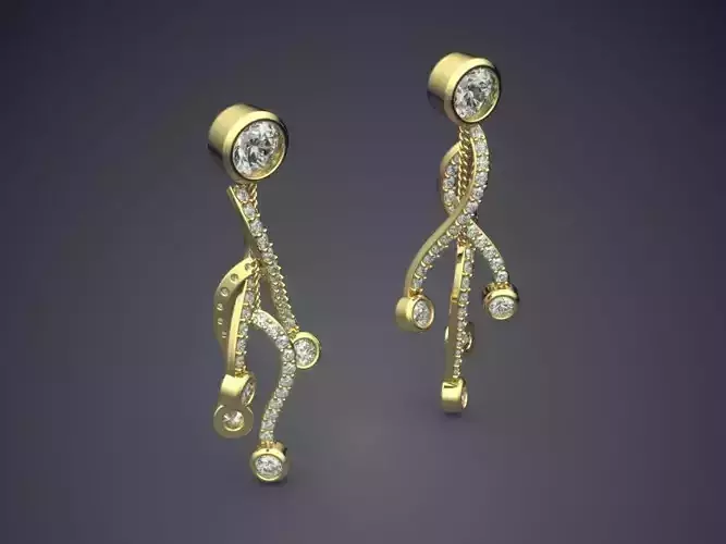 Pretty Feminine Earrings with Small Diamonds