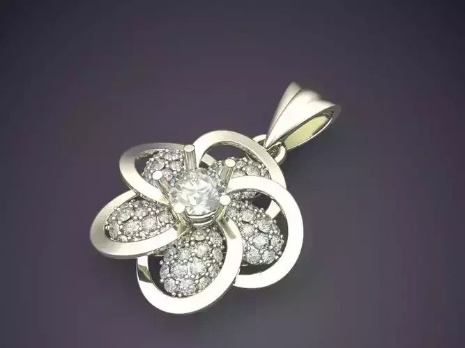 Flower Shape Pendant With Diamonds CAD-469