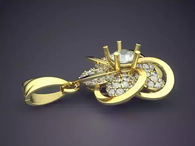 Flower Shape Pendant With Diamonds CAD-469