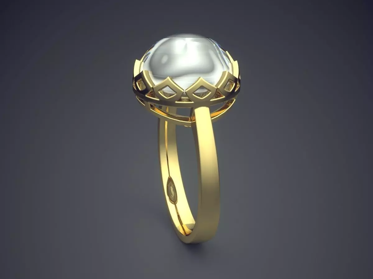 Ring With Pearl CAD-462 3D print model_3