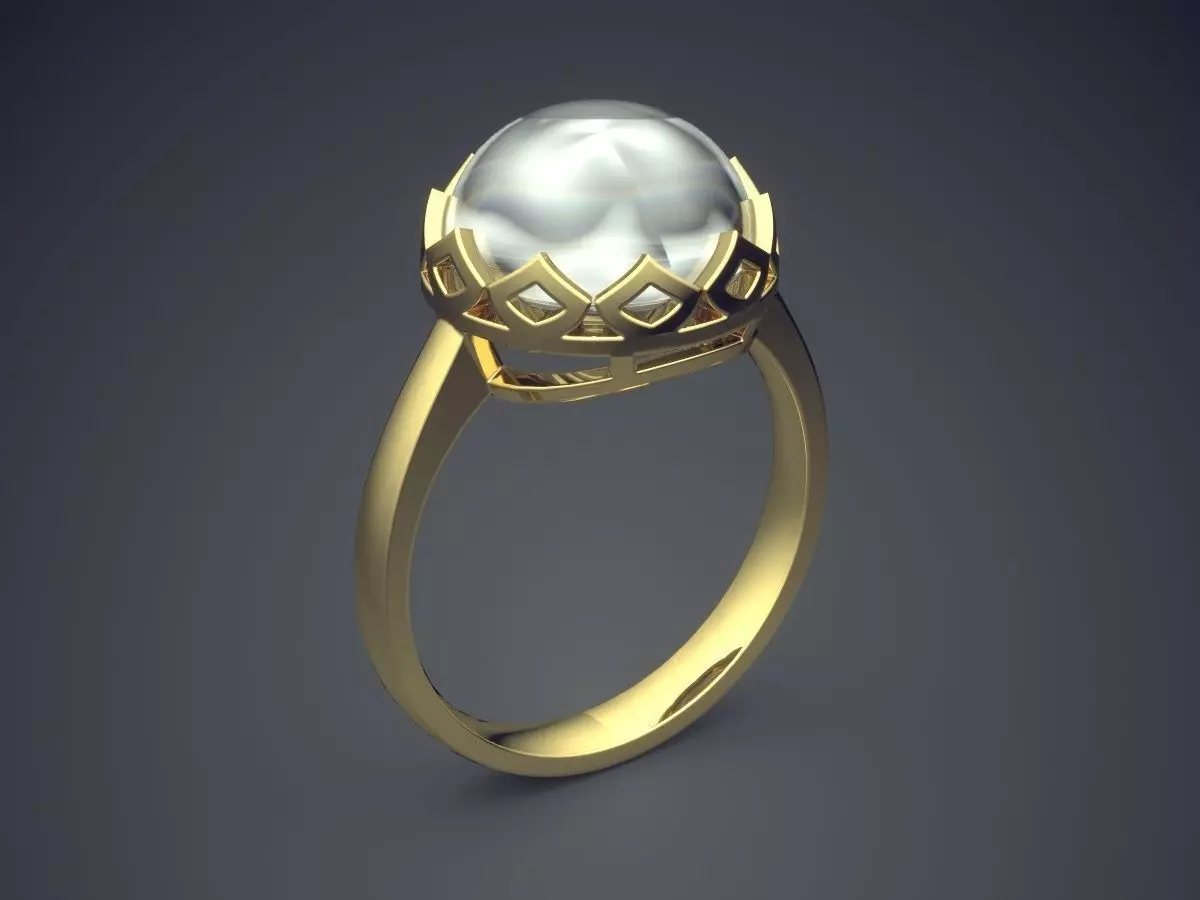 Ring With Pearl CAD-462 3D print model_0