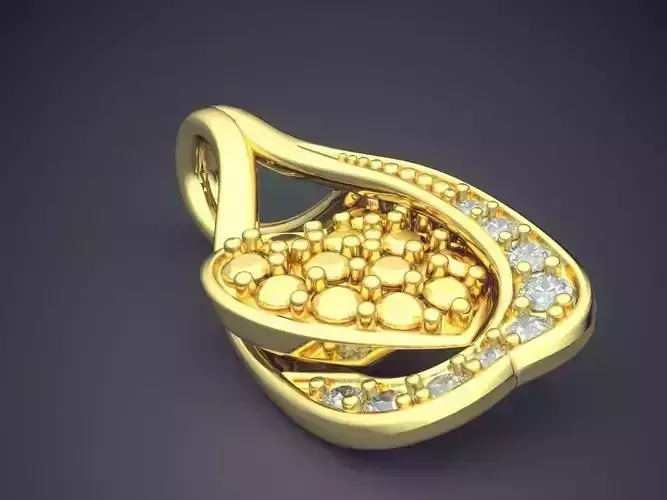 Heart-shaped Pendant With Diamonds CAD-461 3D print model