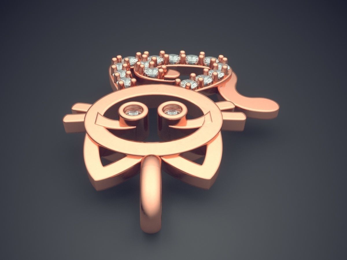 Cat Pendant With Diamonds CAD-456 3D print model_2