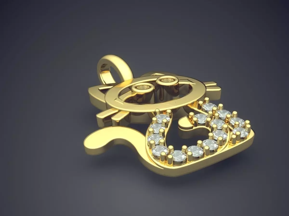 Cat Pendant With Diamonds CAD-456 3D print model_0