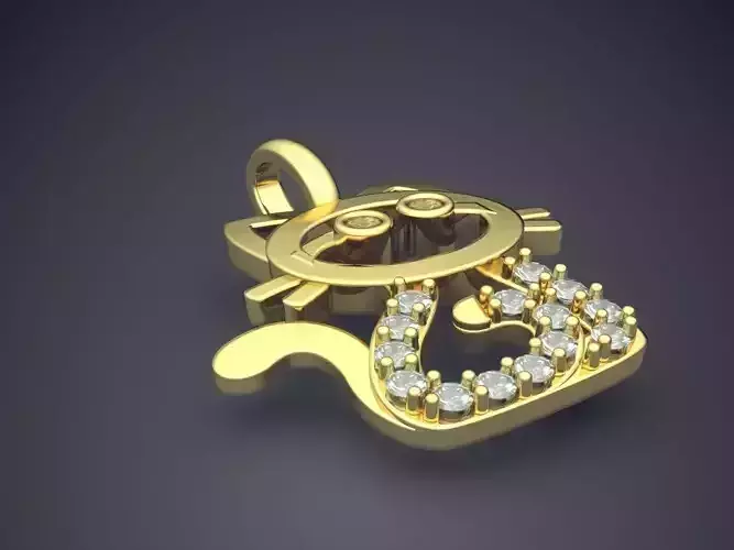 Cat Pendant With Diamonds CAD-456