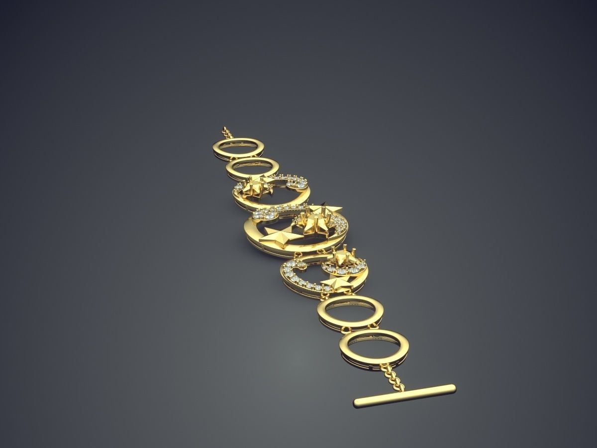 Magnificent Unique Bracelet Ring With Diamonds 3D print model_3