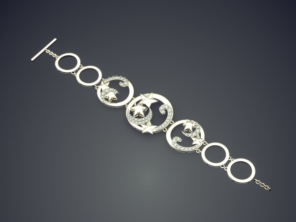 Magnificent Unique Bracelet Ring With Diamonds 3D print model_1