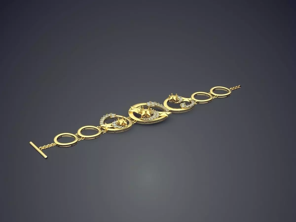 Magnificent Unique Bracelet Ring With Diamonds 3D print model_0