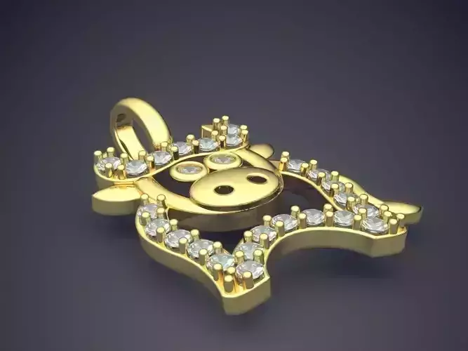Cow Pendant With Diamonds CAD-447