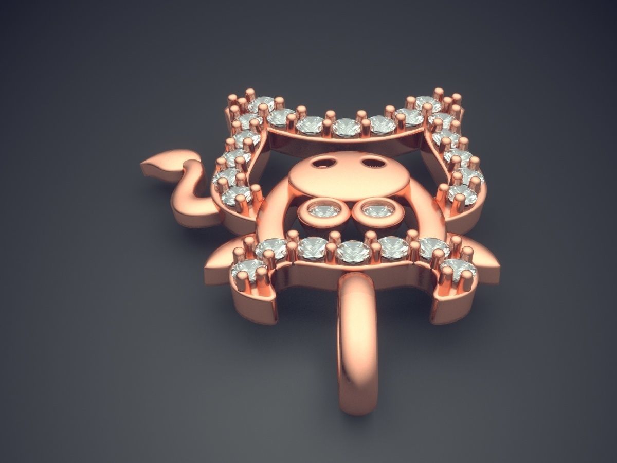 Cow Pendant With Diamonds CAD-447 3D print model_2