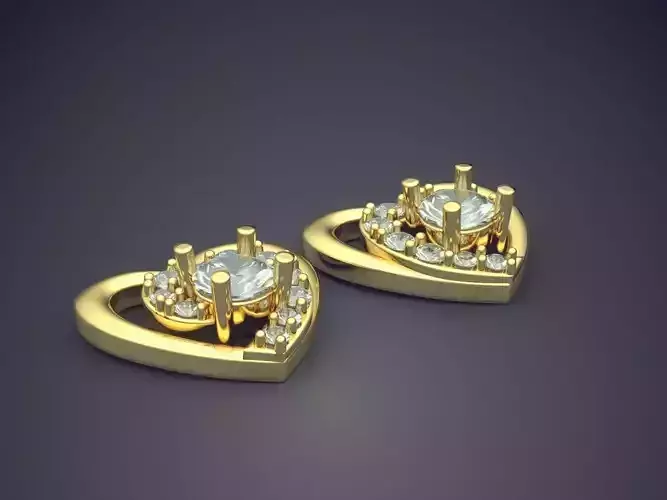 Heart Shape Earrings With Diamonds CAD-445
