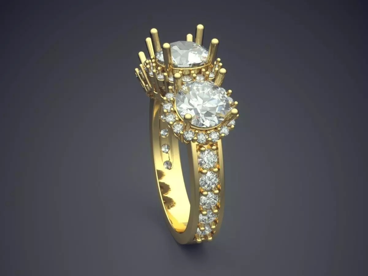 Ring With Diamonds CAD-435 3D print model_3