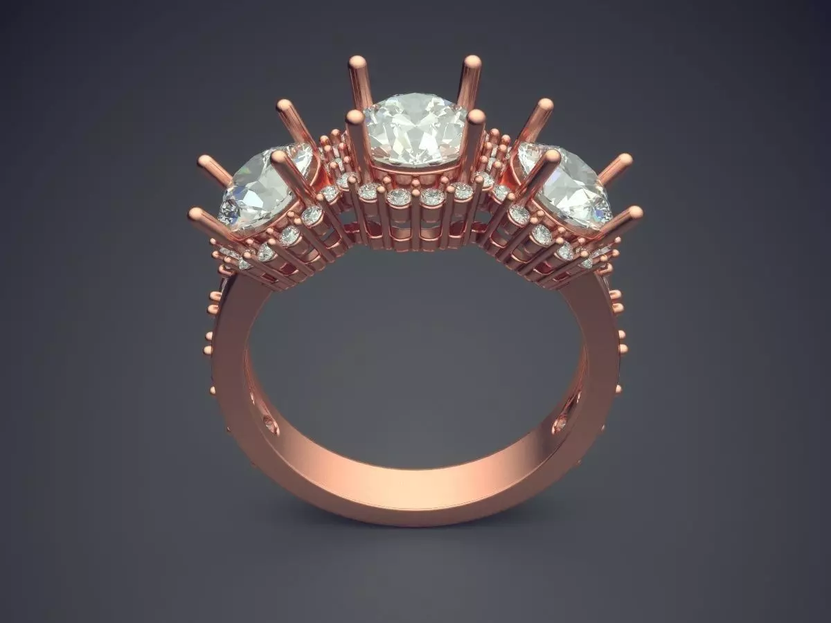 Ring With Diamonds CAD-435 3D print model_2