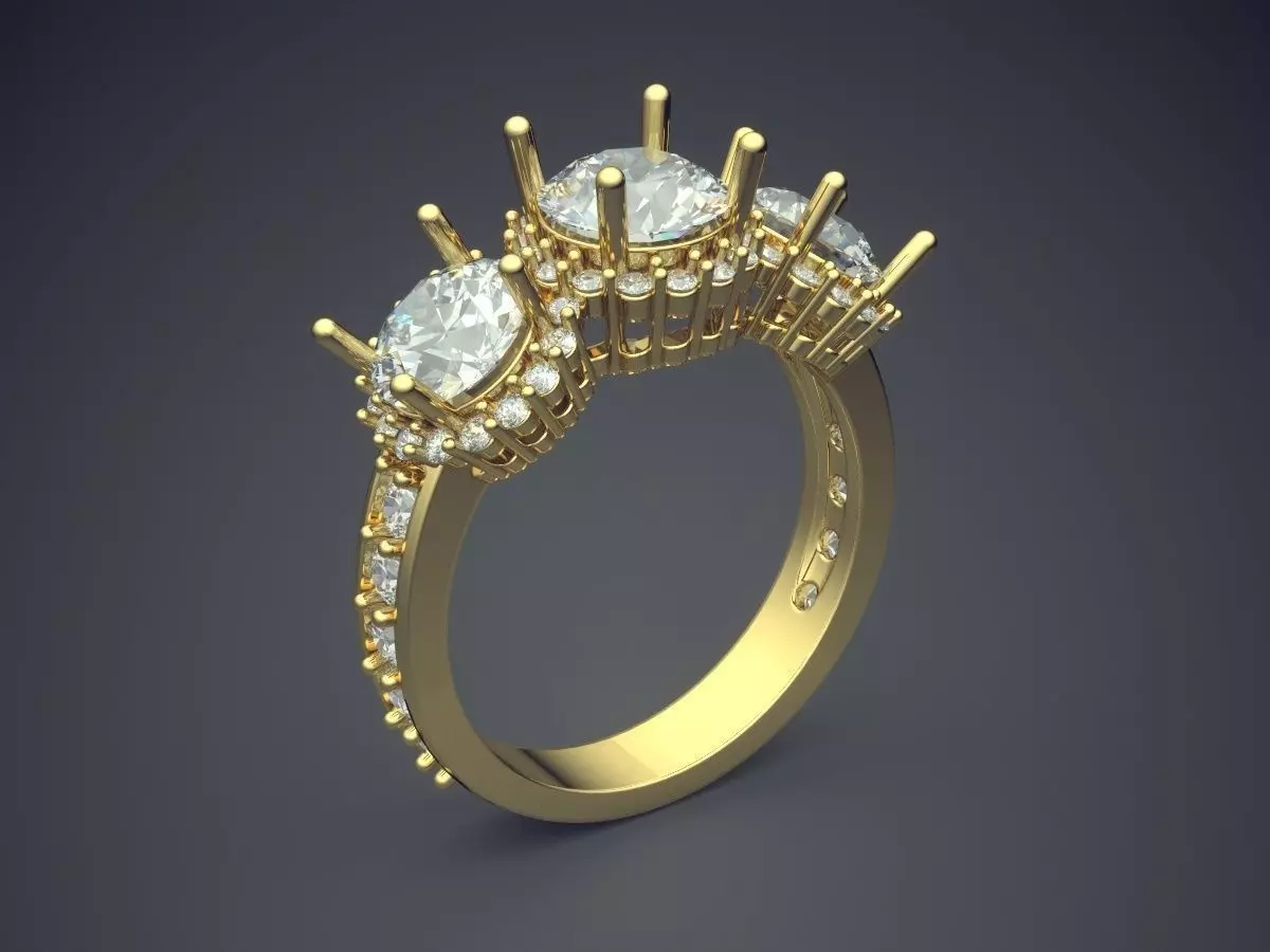 Ring With Diamonds CAD-435 3D print model_0
